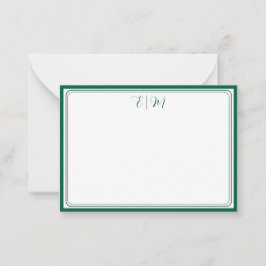 Forest Green three Border Monogram Note Card Notitiekaartje