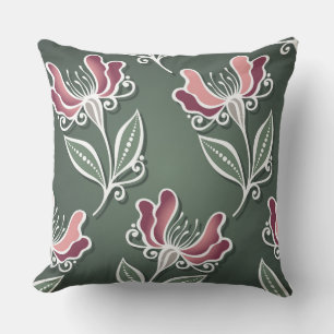Forest Green Tulip Floral Decorative Pillow Kussen