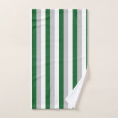 Forest Green vertical, argent et rayures blanches (Serviette à main)