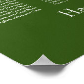 Forest Green Wedding Reception Sezing Chart Poster (Hoek)