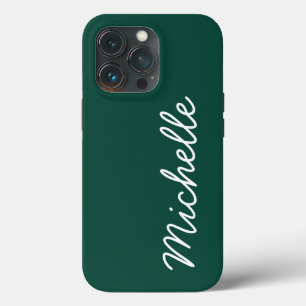 Forest Green & White Custom Cursive Name of Text iPhone 13 Pro Hoesje