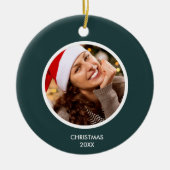 Forest Green White Modern Initialen Monogram FOTO Keramisch Ornament (Voorkant)