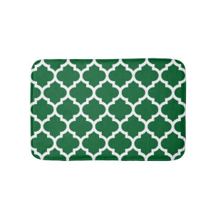 Forest Green White Moroccan Quatrefoil Pattern #5 Badmat