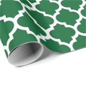 Forest Green White Moroccan Quatrefoil Pattern #5 Cadeaupapier (Rol Hoek)