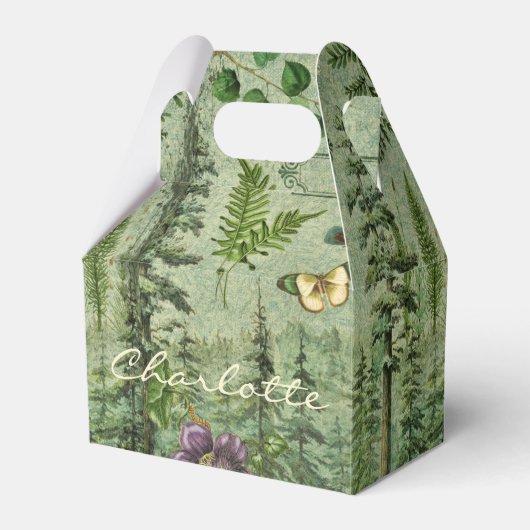 Forest Green Woodland Personalized Favor Box Bedankdoosjes (Voorkant Zijde)