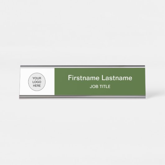 Forest Green Your Logo Modern Desk Nom Plaque (Devant)
