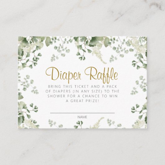 Forest Greenery Baby shower Diaper Raffle Card Informatiekaartje (Voorkant)