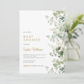 Forest Greenery Baby shower Invitation Kaart (Staand voorkant)