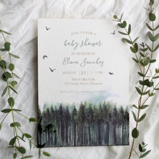 Forest Greenery Baby shower Invitation Kaart