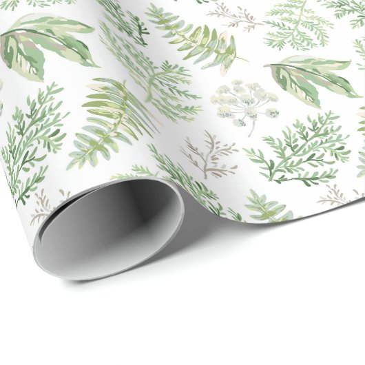 Forest Greenery Pattern Cadeaupapier (Rol Hoek)
