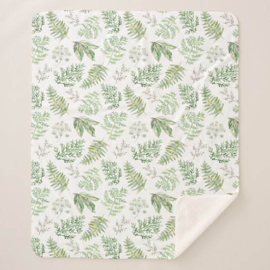 Forest Greenery Pattern Sherpa Deken (Voorkant)