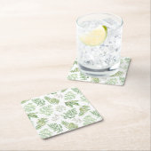 Forest Greenery Pattern Vierkante Kartonnen Onderzetter (Insitu)