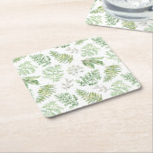 Forest Greenery Pattern Vierkante Kartonnen Onderzetter (Schuin)