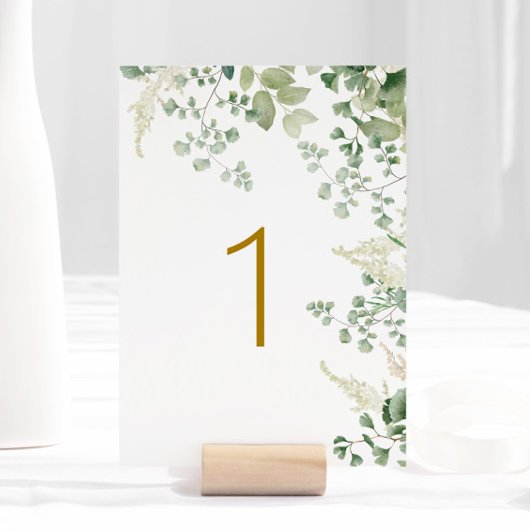 Forest Greenery Tabel 1 Wedding Table Number Kaart