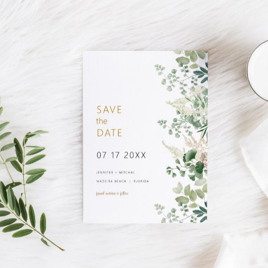 Forest Greenery Wedding Save the Date Kaart