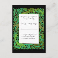 Forest Greens Celtic Animals Design Wedding RSVP