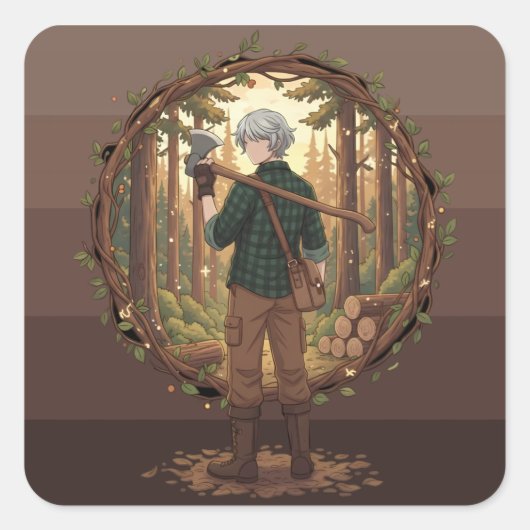Forest Guardian Anime Vierkante Sticker (Voorkant)