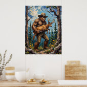 Forest Guardian: Bigfoot en het hert Poster (Keuken)