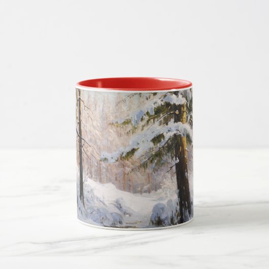 Forest in Winter, fijn kunstschilderij, Mok (Midden)