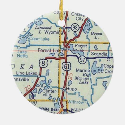 Forest Lake MN Retro Map Keramisch Ornament (Achterkant)