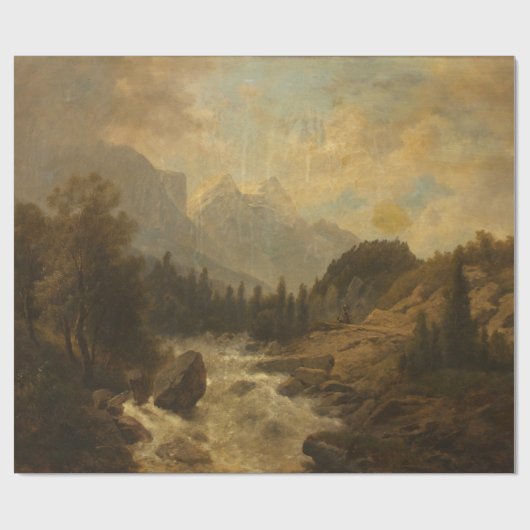 Forest Landscape Scene (door Josef Kriehuber) Cadeaupapier (Vlak)