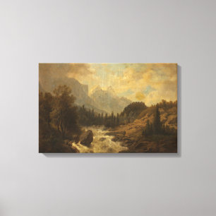 Forest Landscape Scene (door Josef Kriehuber) Canvas Afdruk