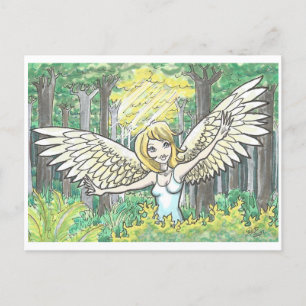 Forest Light Angel Fairy Bossen Fantasy Art Print Briefkaart