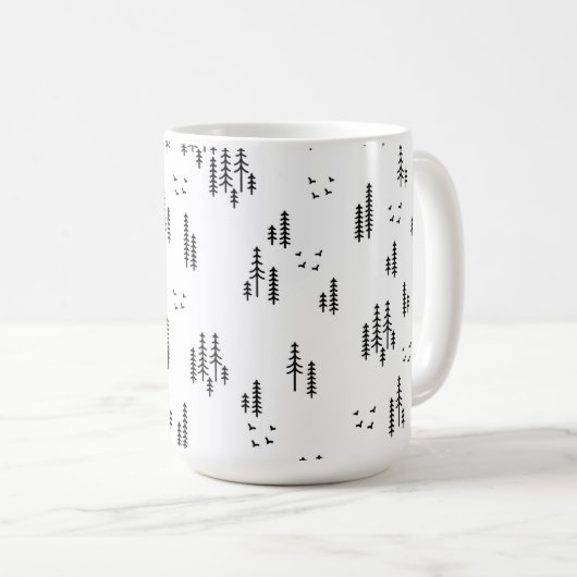 Forest Line Art-patroon Koffiemok (Voorkant rechts)