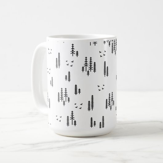 Forest Line Art-patroon Koffiemok (Voorkant links)