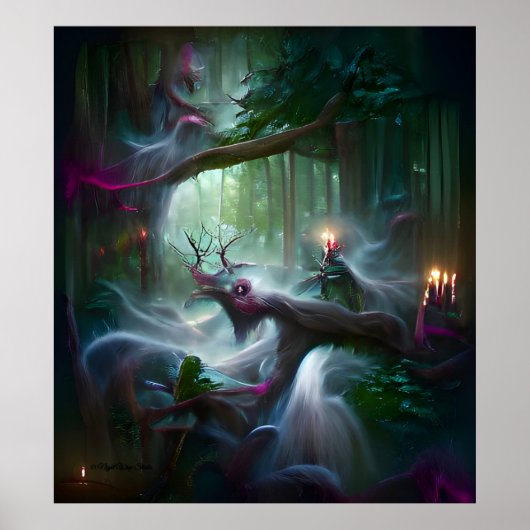 Forest Magic Digital Art Poster Print (Voorkant)