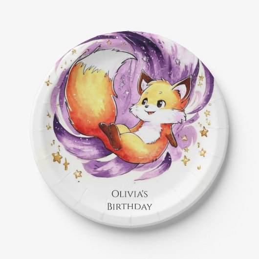 Forest Magical Fox Verjaardag Papieren Bordje (Voorkant)