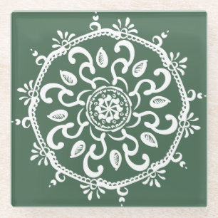 Forest Mandala Glazen Onderzetter