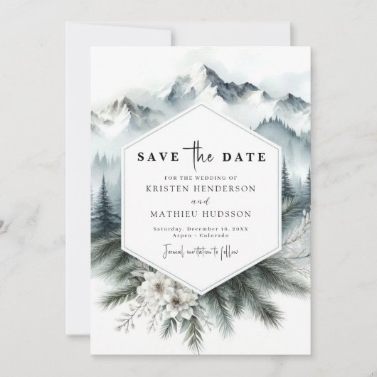 Forest Minimal Mountain Wedding Save The Date (Voorkant)