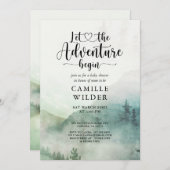 Forest Mist Adventure Mountains Baby shower Kaart (Voorkant / Achterkant)