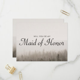 Forest Misty Landschap Maid of Honor Voorstel Uitnodiging Briefkaart