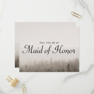 Forest Misty Landschap Maid of Honor Voorstel Uitnodiging Briefkaart