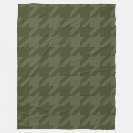 Forest Moss Houndstooth Fleece Deken (Voorkant)