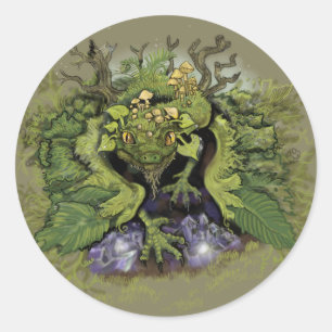 Forest Moss Magic Dragon Ronde Sticker