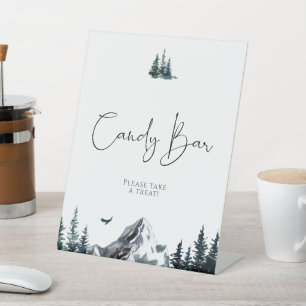 Forest Mountain Baby shower Snoep Bar Reclamebord Met Voetstuk