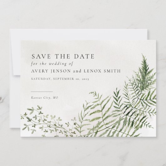 Forest Mountain Greenery Rustic Save the Date Kaart (Voorkant)