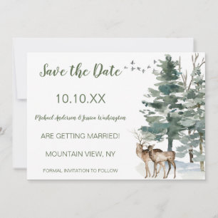 Forest Mountain Pine Deer Save the Date