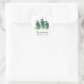 Forest Mountain Pines Waterverf retouradres Vierkante Sticker (Tas)