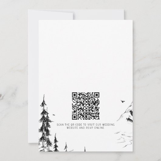 Forest Mountain QR-code bruiloft Kaart (Achterkant)
