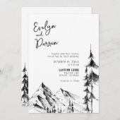 Forest Mountain Sketch Bruiloft Kaart (Voorkant / Achterkant)