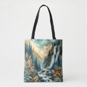 Forest Mountain Waterval Boho Natuur Patroon Draagtas