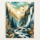 Forest Mountain Waterval Boho Natuur Patroon Planner (Voorkant)