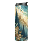 Forest Mountain Waterval Boho Natuur Patroon Thermosbeker (Gedraaid links)