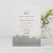 Forest Mountain Wedding Invitation Misty Woodland Kaart (Staand voorkant)