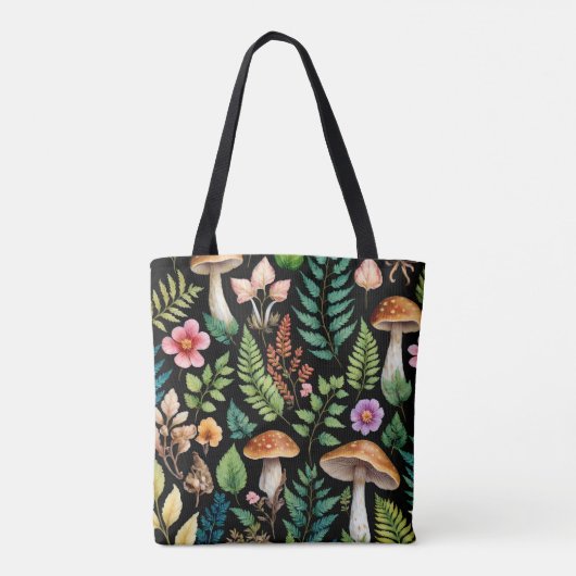 Forest Mushroom Woodland Pattern Art Draagtas (Achterkant)
