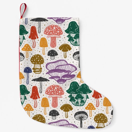 Forest mushrooms. Seamless pattern, texture, backg Kleine Kerstsok (Voorkant)